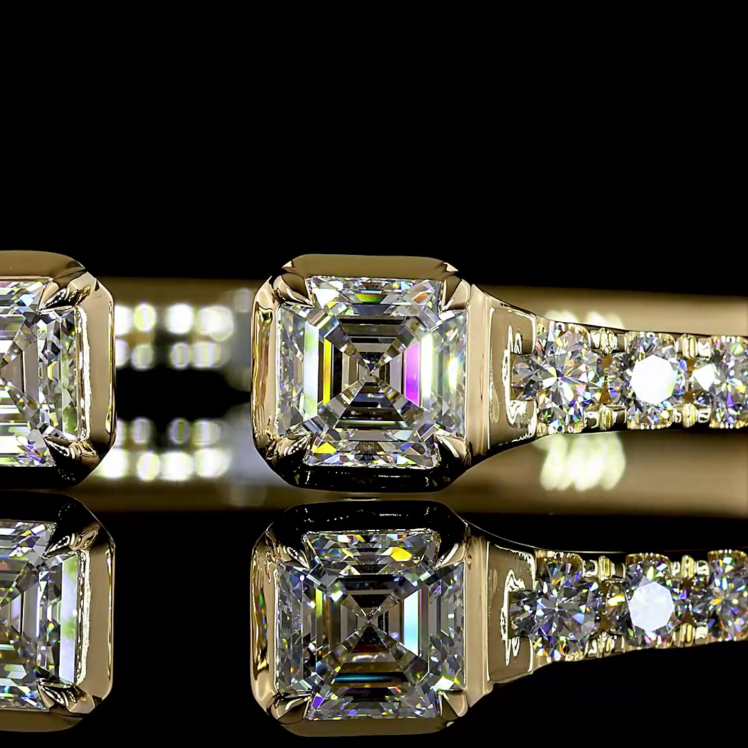 6.25 CTTW Asscher Lab Grown Diamond Bangles Bracelet (E Color and VS1 Clarity)