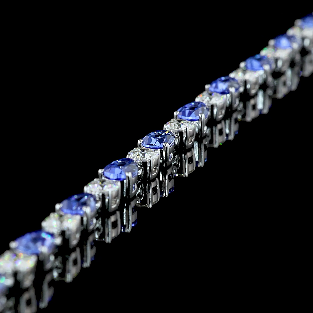 2.03 CTTW Pear Lab Grown Diamond Station Bracelet 7" (Blue Color and VS2 Clarity)