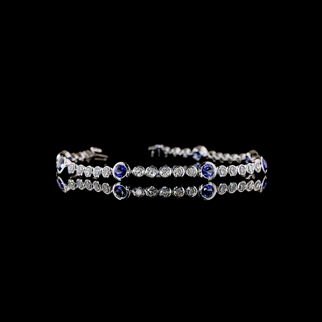 2.31 CTTW Round Lab Grown Diamond Riviera Bracelet 6.5" (Blue Color and VS2 Clarity)