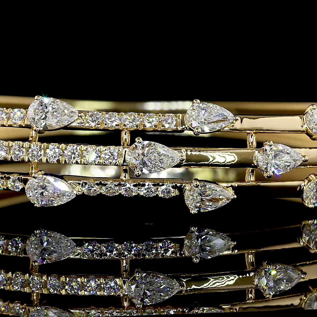 3.52 CTTW Pear Lab Grown Diamond Bangles Bracelet (E Color and VS1 Clarity)