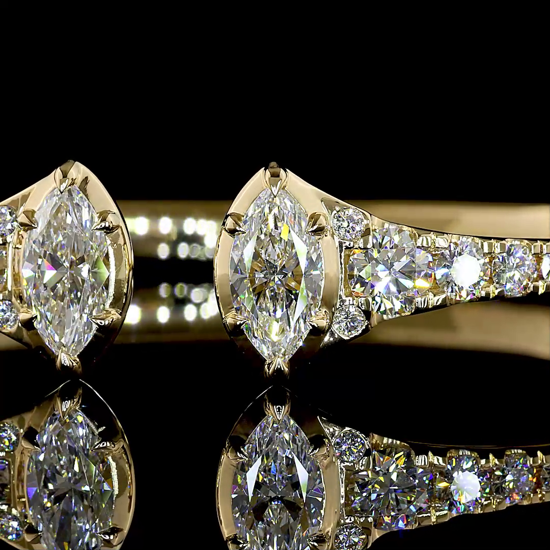 5.60 CTTW Marquise Lab Grown Diamond Bangles Bracelet (E Color and VS1 Clarity)