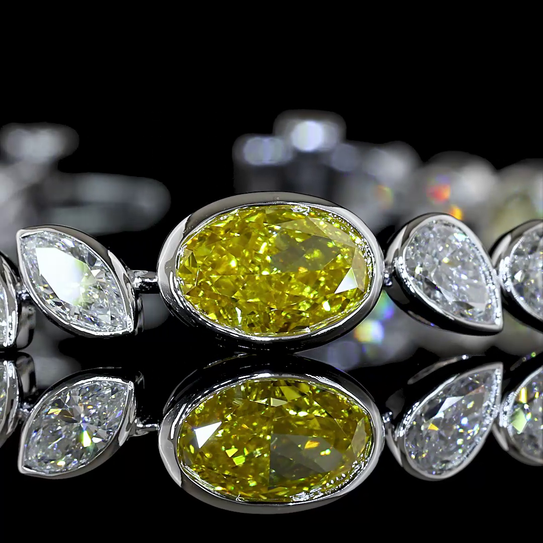 8.09 CTTW MIX Lab Diamond Tennis Bracelet (Fancy Vivid Yellow Color and VS2 Clarity)