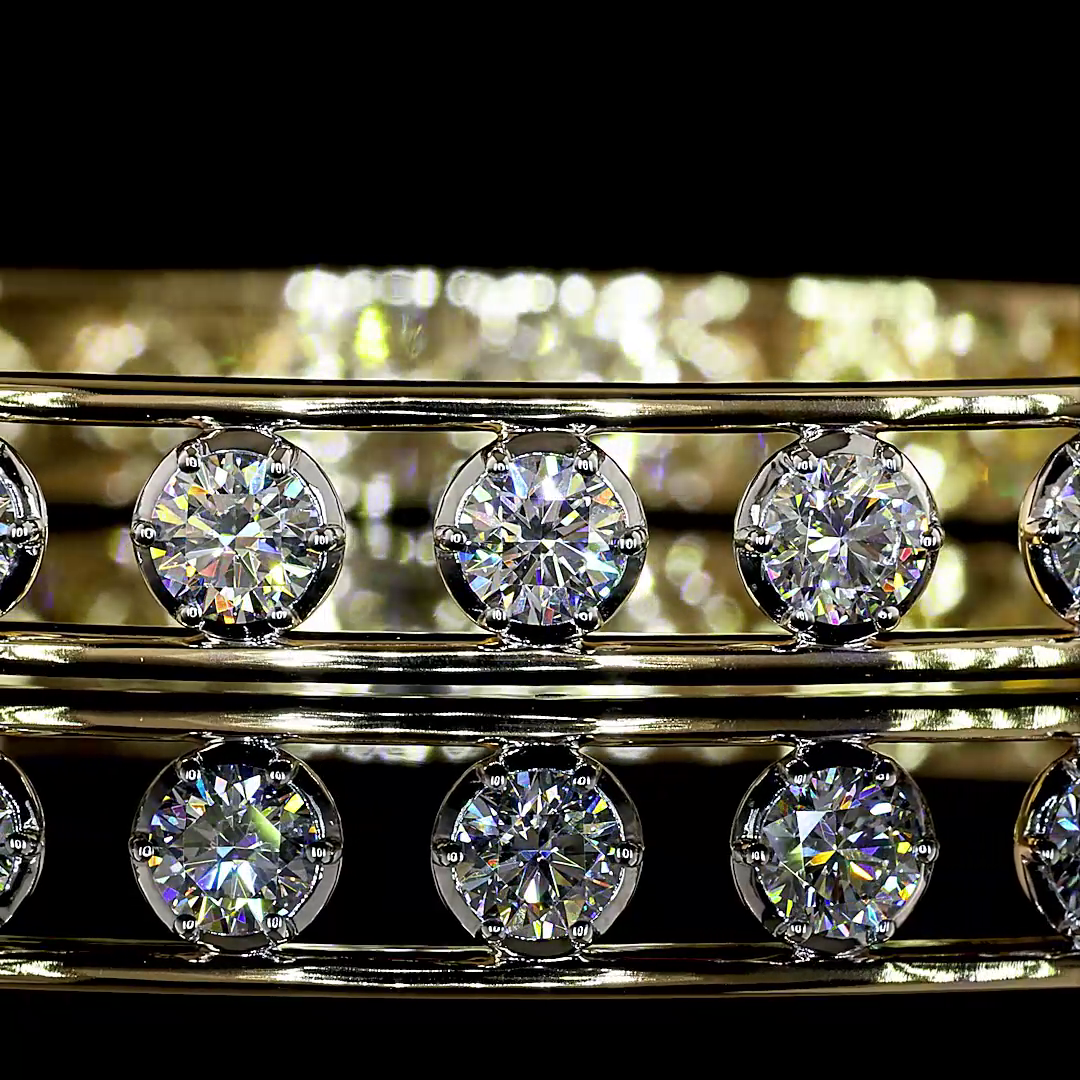 2.76 CTTW Round Lab Grown Diamond Bangles Bracelet (E Color and VS1 Clarity)