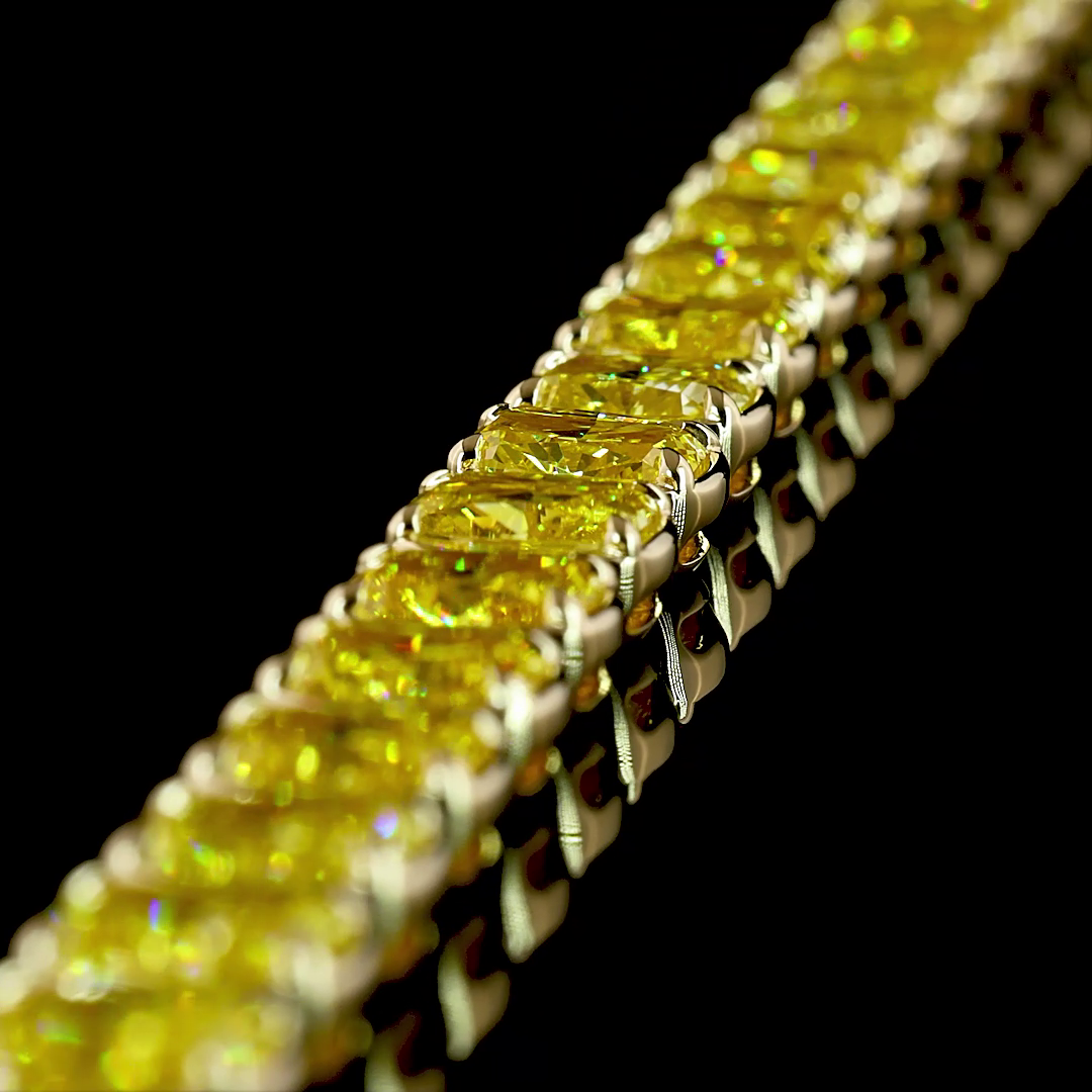 20.59 CTTW Cushion Modified Lab Grown Diamond Tennis Bracelet 7" (FV.YL Color and VS2 Clarity)