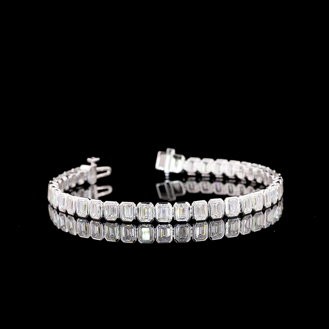 10.12 CTTW Emerald Lab Diamond Tennis Bracelet 7" 14k White Gold E Color and VVS2 Clarity jewelry-spot-usa