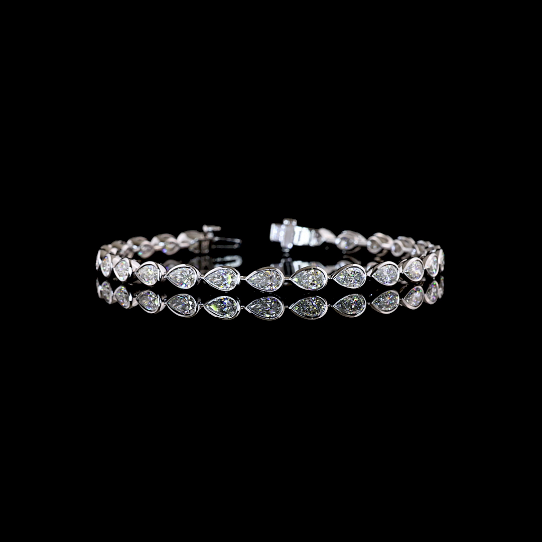 7.13 CTTW Pear Lab Grown Diamond Tennis Bracelet 7" (E Color and VS1 Clarity)