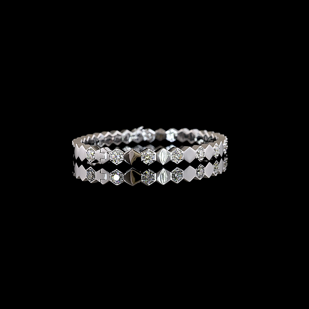 0.91 CTTW Round Lab Grown Diamond Bangles Bracelet (E Color and VS1 Clarity)