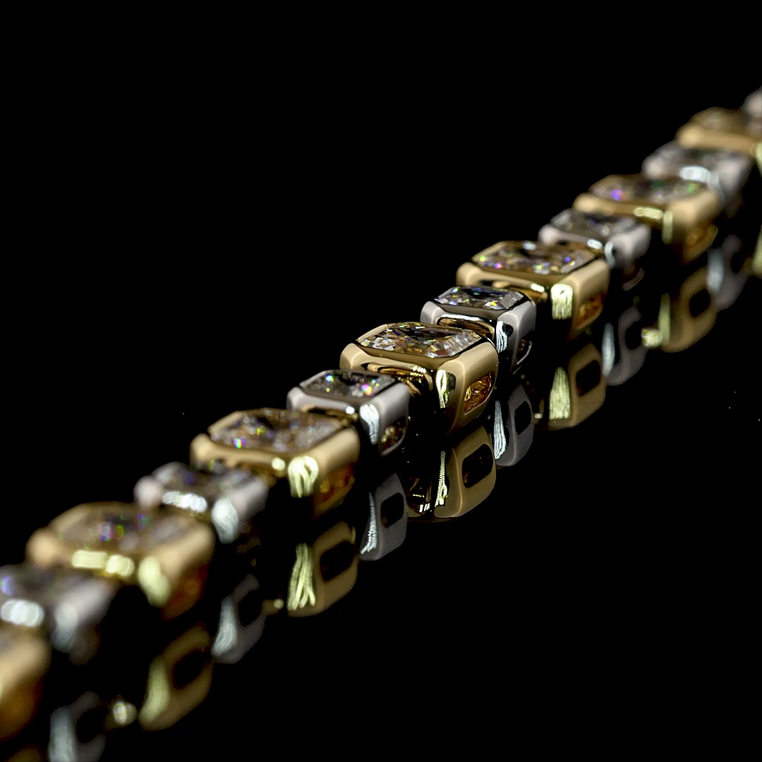 5.39 CTTW Asscher Lab Grown Diamond Station Bracelet 6.75" (E Color and VS1 Clarity)