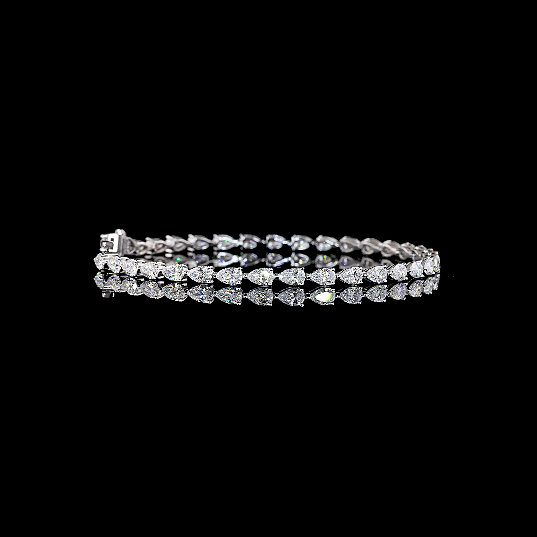 5.27 CTTW Pear Lab Grown Diamond Tennis Bracelet 7" (E Color and VS1 Clarity)