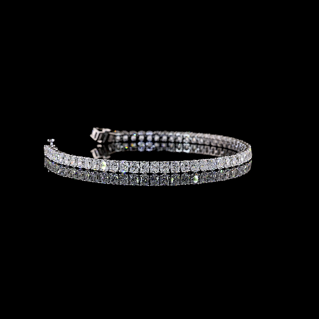 6.66 CTTW Cushion Brilliant Lab Grown Diamond Tennis Bracelet 6.5" (E Color and VS1 Clarity)