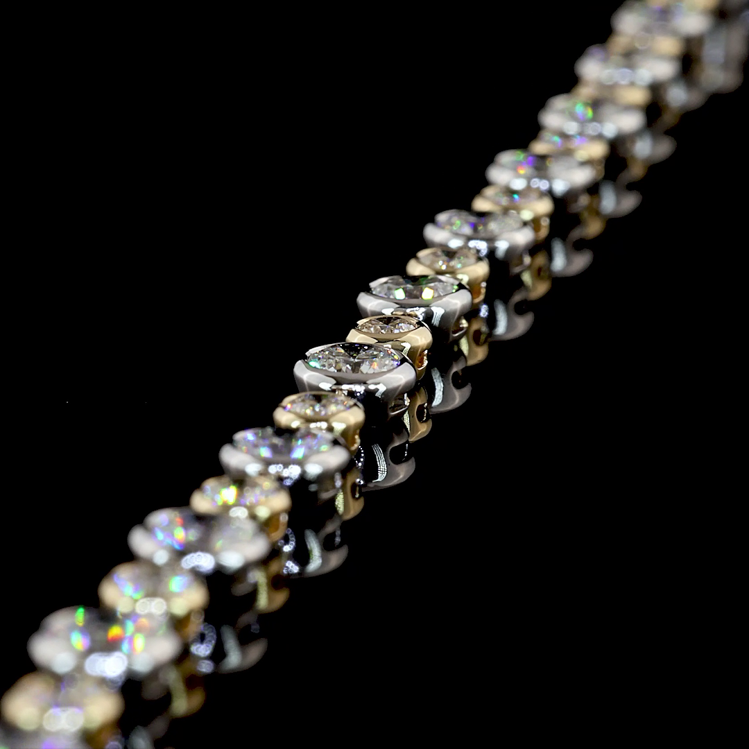 6.04 CTTW Round Lab Grown Diamond Station Bracelet 7" (E Color and VS1 Clarity)