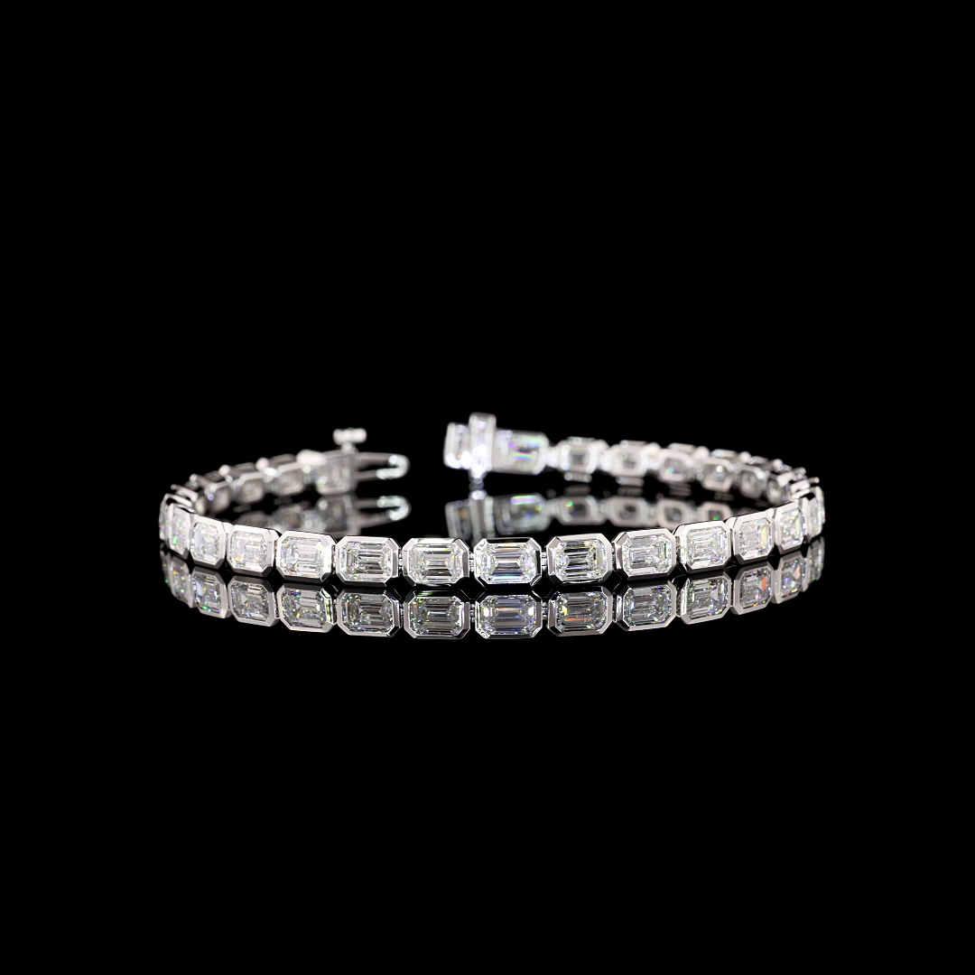 9.92 CTTW Emerald Lab Diamond Tennis Bracelet 7" 14k White Gold E Color and VS1 Clarity jewelry-spot-usa