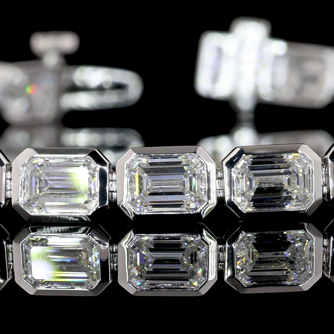 9.92 CTTW Emerald Lab Diamond Tennis Bracelet 7" 14k White Gold E Color and VS1 Clarity jewelry-spot-usa