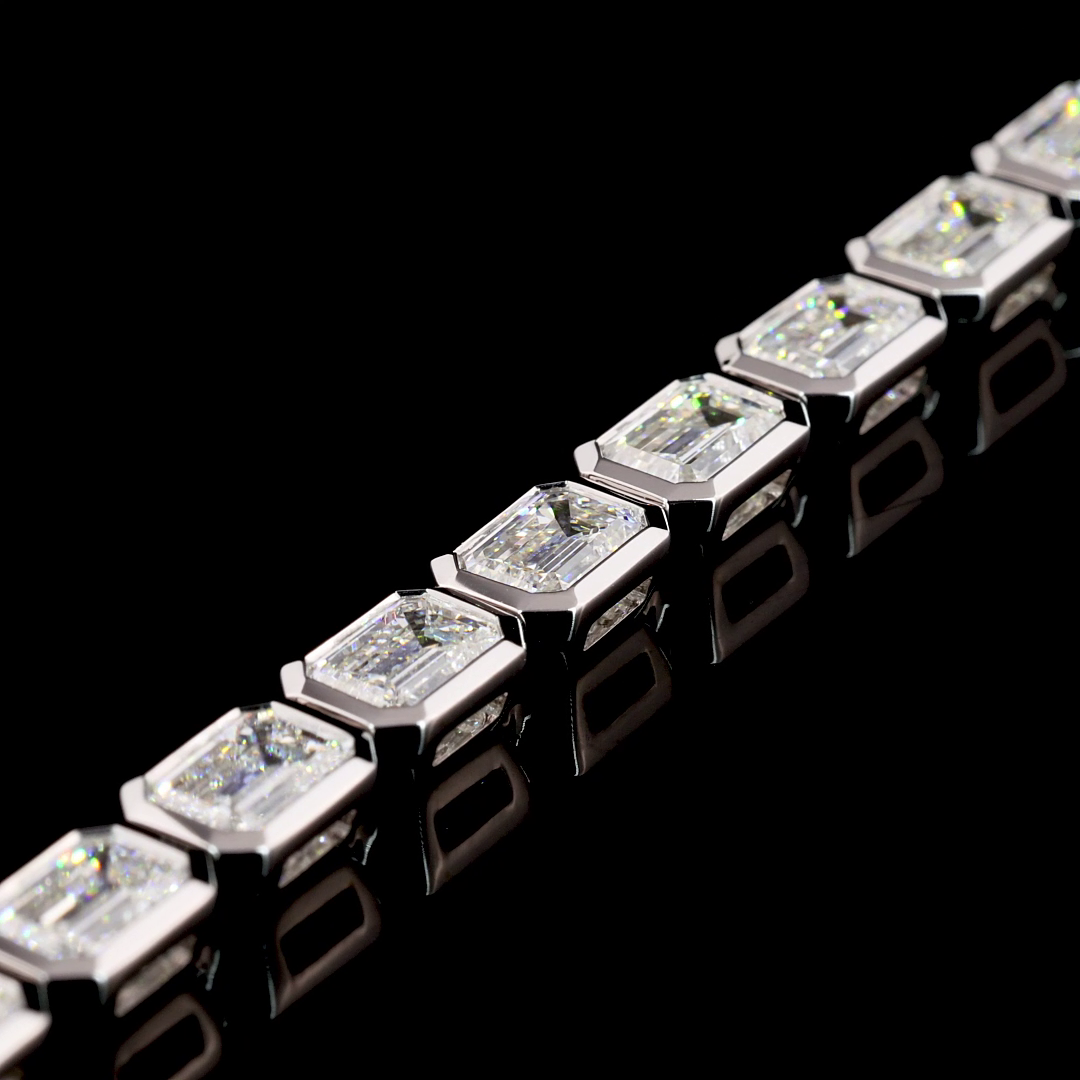 9.92 CTTW Emerald Lab Diamond Tennis Bracelet 7" 14k White Gold E Color and VS1 Clarity jewelry-spot-usa