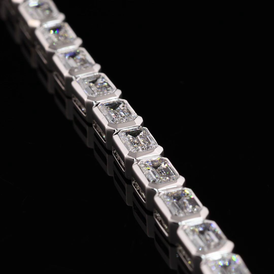 7.45 CTTW Emerald Lab Grown Diamond Tennis Bracelet 7" (F Color and VS1 Clarity)