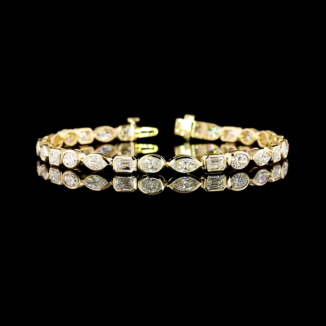 7.90 CTTW MIX Lab Diamond Tennis Bracelet 7" 14k Yellow Gold F Color and VS1 Clarity jewelry-spot-usa