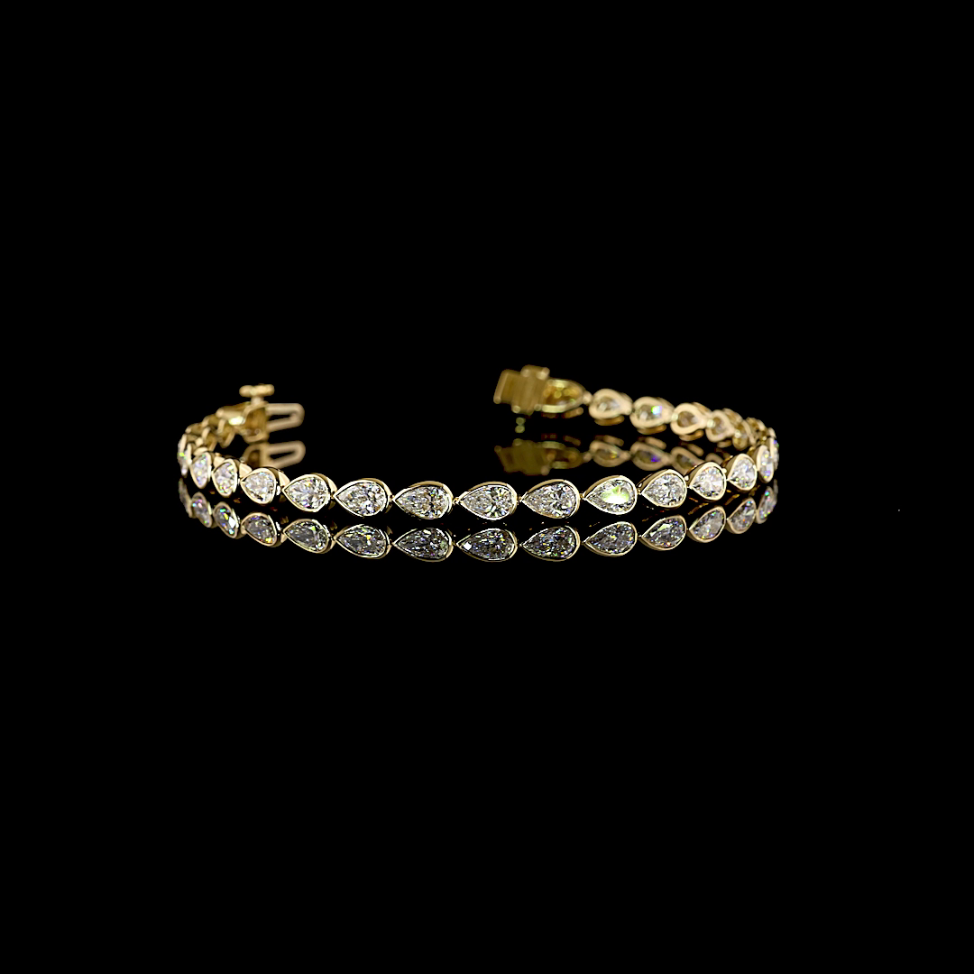 5.21 CTTW Pear Lab Grown Diamond Tennis Bracelet 6.5" (E Color and VS1 Clarity)