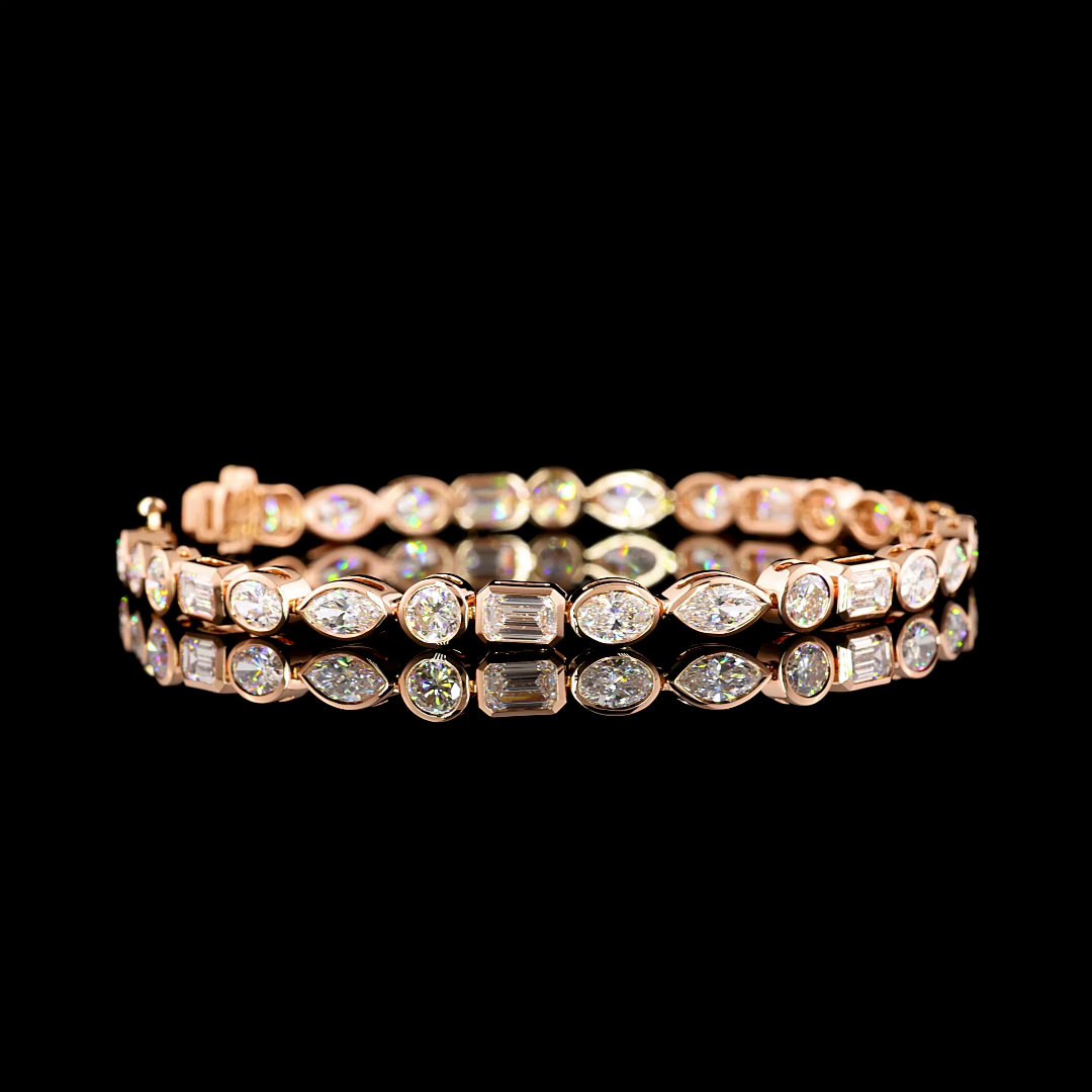 8.09 CTTW MIX Lab Diamond Tennis Bracelet 7" 14k Rose Gold F Color and VS1 Clarity jewelry-spot-usa