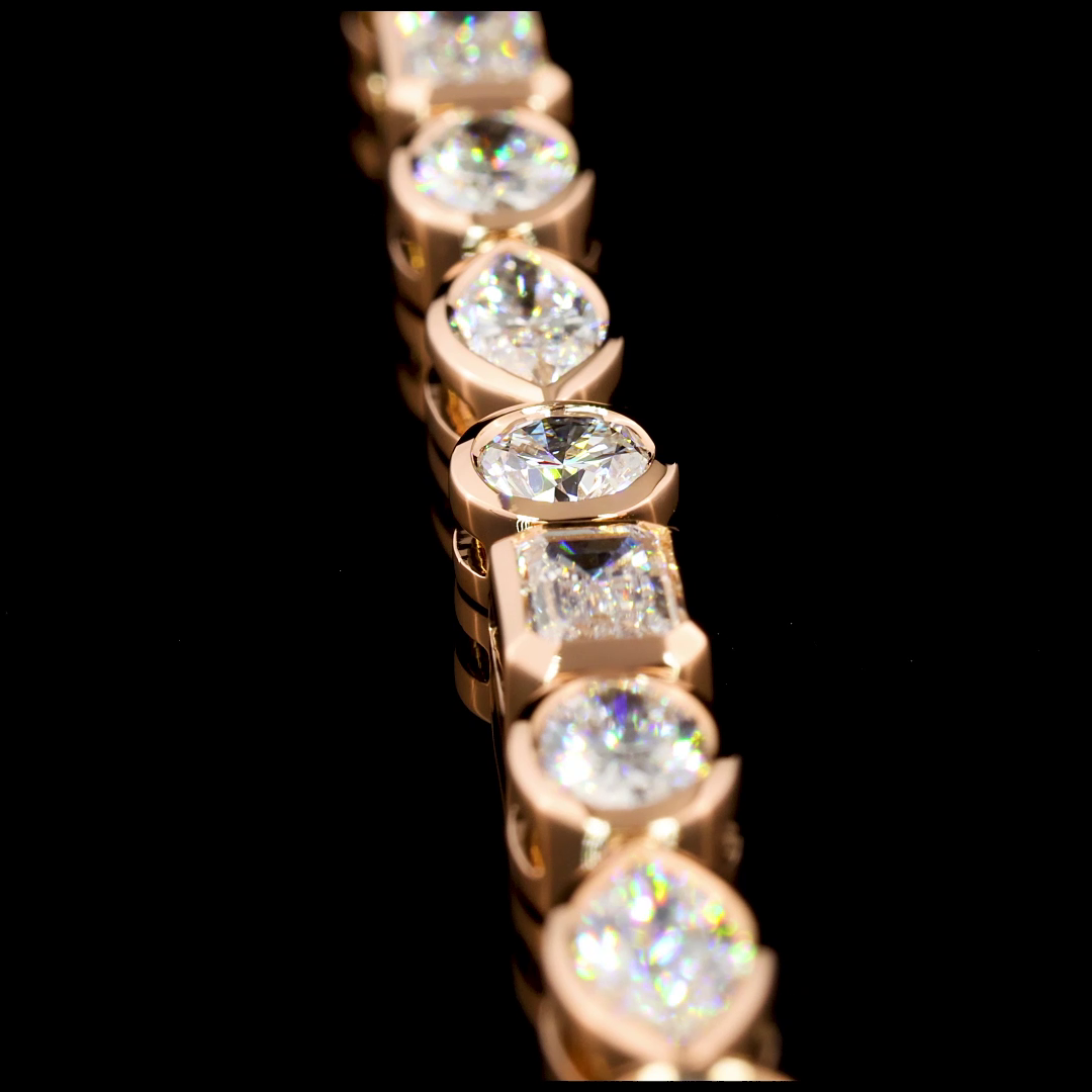 8.09 CTTW MIX Lab Diamond Tennis Bracelet 7" 14k Rose Gold F Color and VS1 Clarity jewelry-spot-usa
