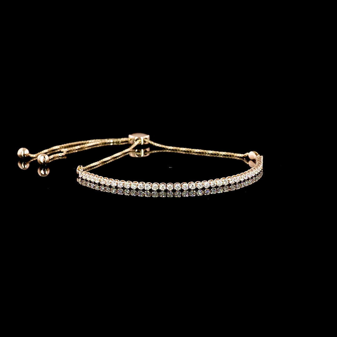 0.98 CTTW Round Lab Diamond Tennis Bracelet 6.5" 14k Rose Gold (F/E Color and VS2/VS1 Clarity)