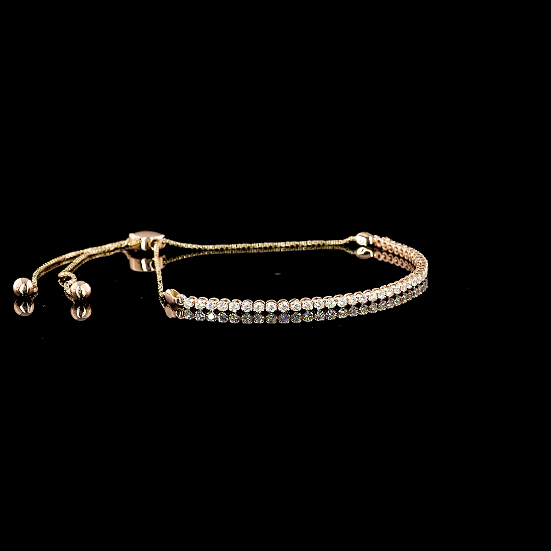 0.98 CTTW Round Lab Diamond Tennis Bracelet 6.5" 14k Rose Gold (F/E Color and VS2/VS1 Clarity)