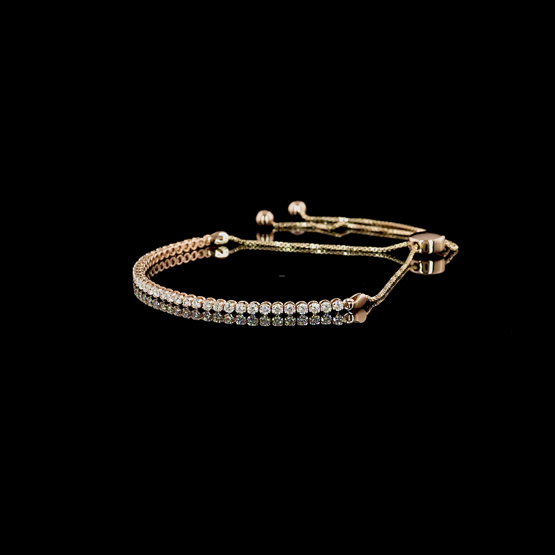 0.98 CTTW Round Lab Diamond Tennis Bracelet 6.5" 14k Rose Gold (F/E Color and VS2/VS1 Clarity)