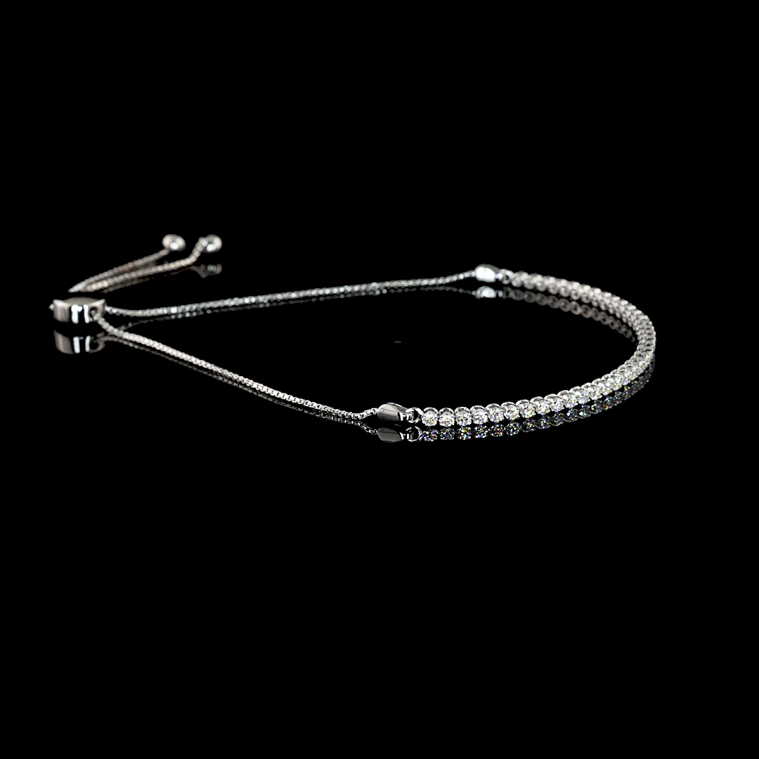 0.98 CTTW Round Lab Diamond Tennis Bracelet 6.5" 14k White Gold (F Color and VS2 Clarity)