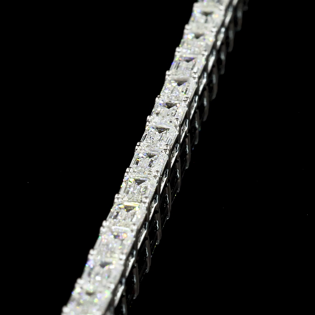 4.74 CTTW Emerald Lab Diamond Tennis Bracelet 7" 14k White Gold (F Color and VS1 Clarity)