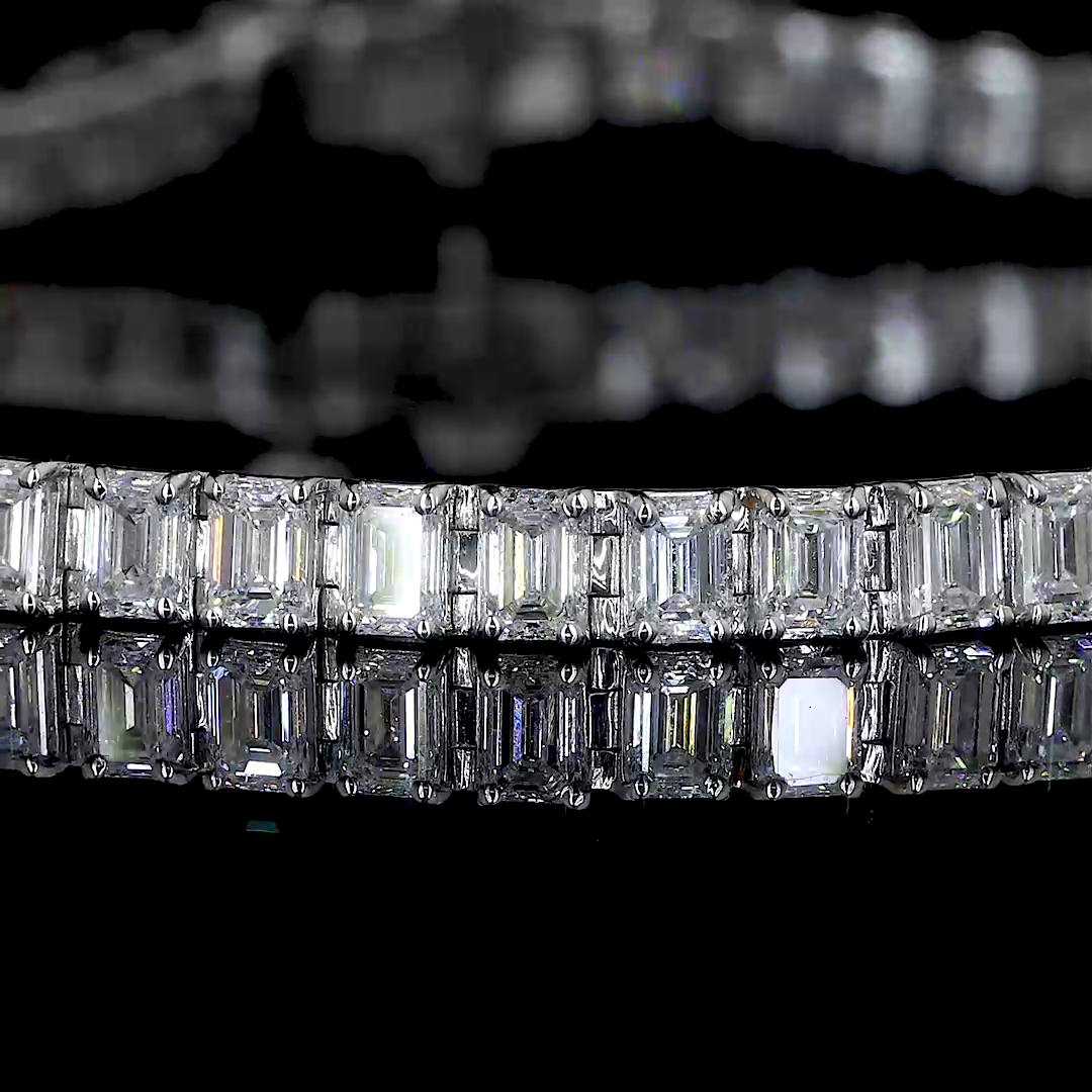15.13 CTTW Emerald Lab Diamond Tennis Bracelet 7" 14k White Gold jewelry-spot-usa