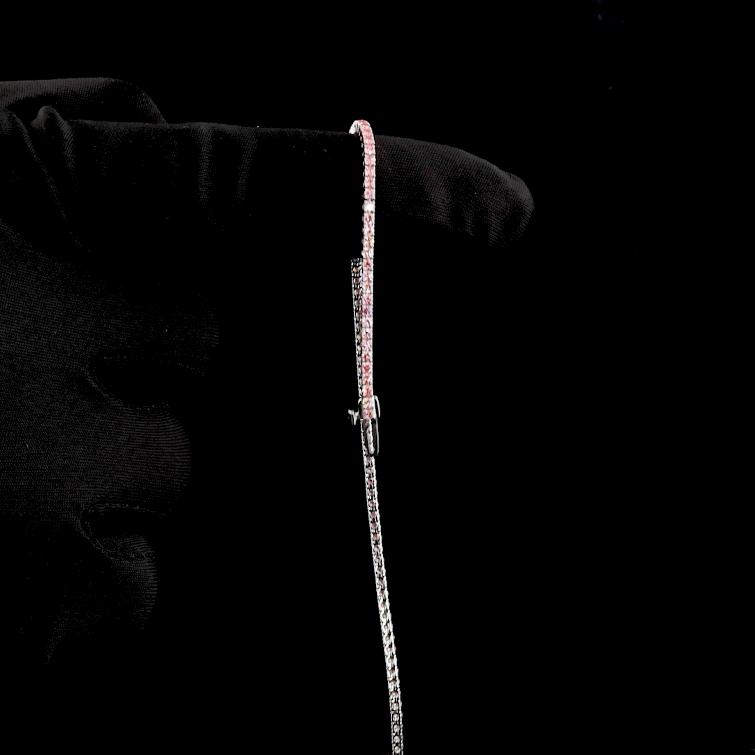 1.50 CTTW Round Lab Diamond Tennis Bracelet 6.5" 14k White Gold (Fancy Vivid Pink Color and VS2 Clarity)
