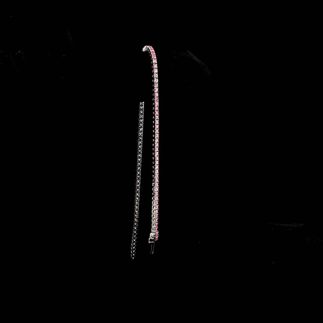 1.62 CTTW Round Lab Diamond Tennis Bracelet 7" (Fancy Vivid Pink Color and VS2 Clarity)