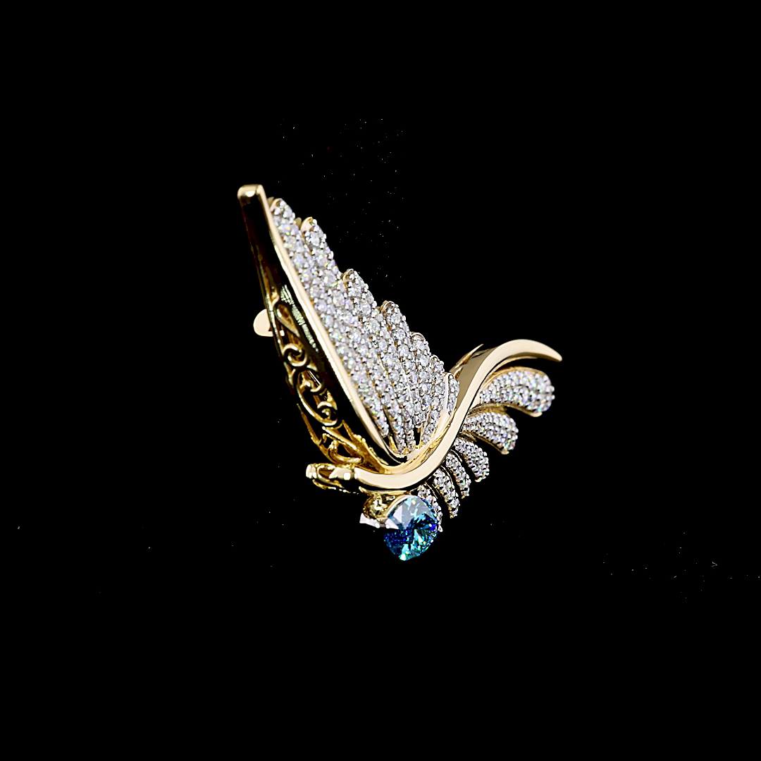 2.62 CTTW Marquise Lab Diamond Special Brooch (Fancy Vivid Blue Color and VS1 Clarity)
