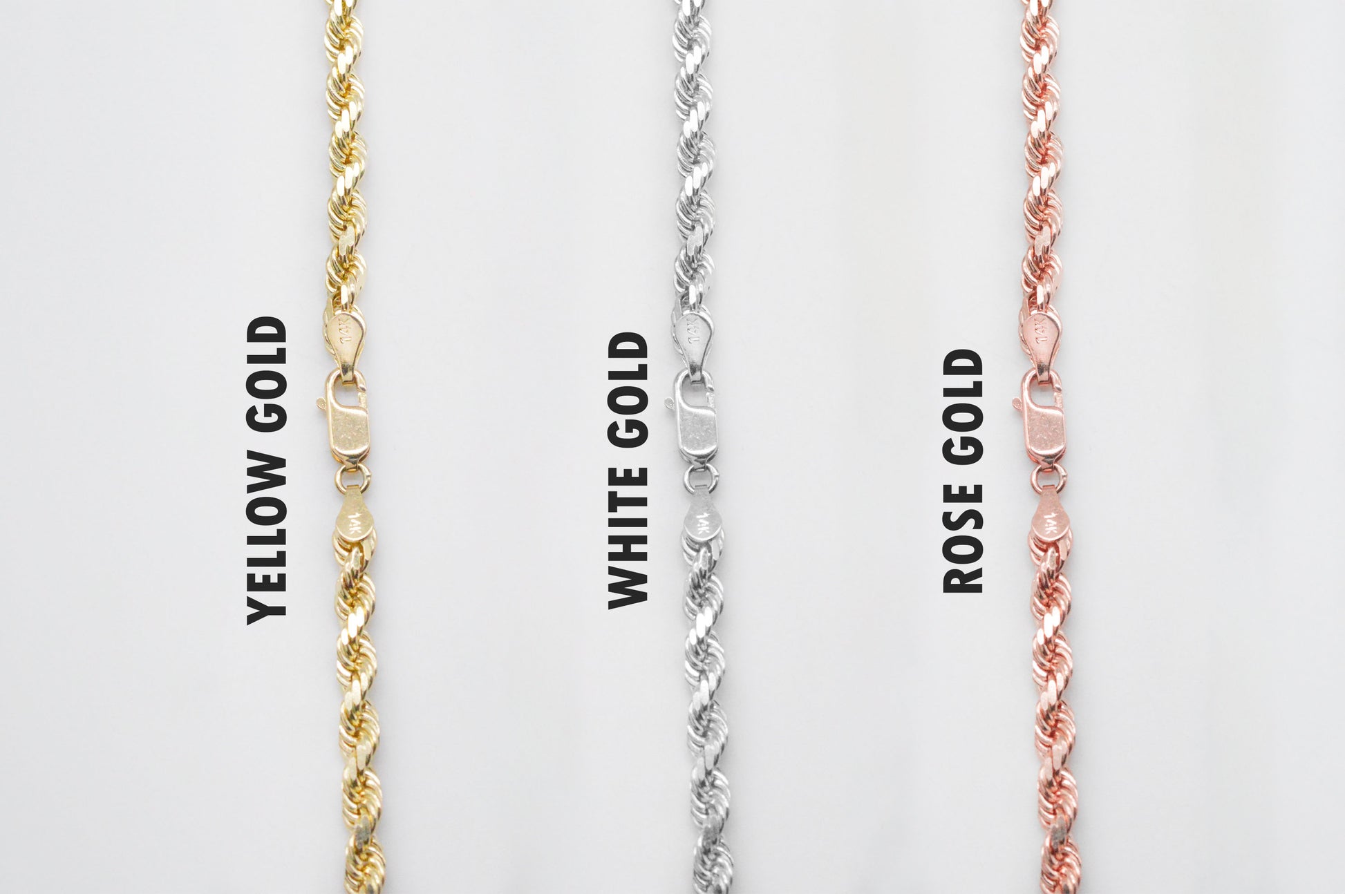 2.5mm Solid Gold Diamond Cut Rope Necklace Solid Gold Rope Chains