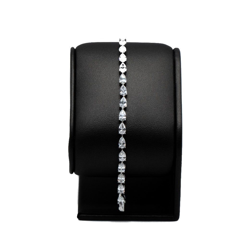 7.43 CTTW Pear Lab-Grown Diamond Bracelet in 14K White Gold, 7"
