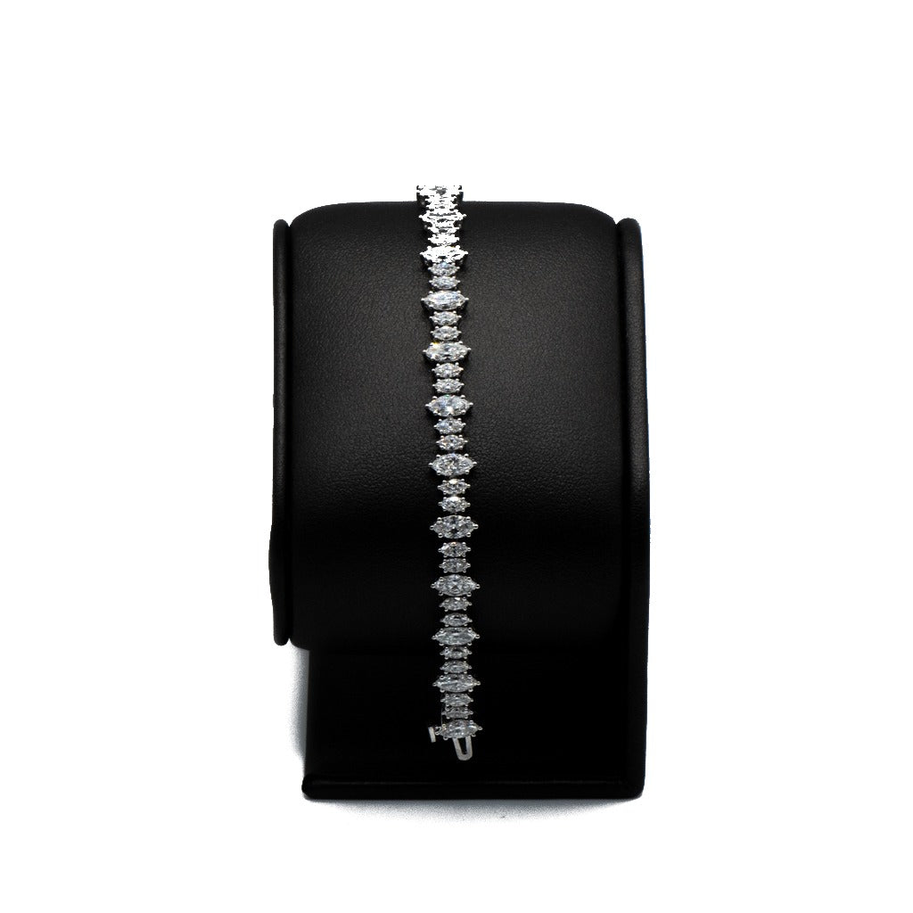 7.66 CTTW Marquise Lab-Grown Diamond Tennis Bracelet in 14K White Gold, 6.5"