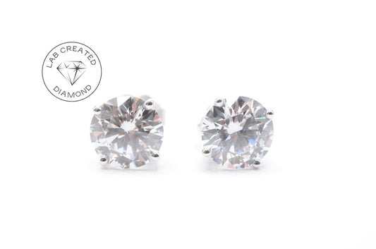 3 cttw Lab Grown Diamond Stud Earrings 4-Prong 14K White Gold
