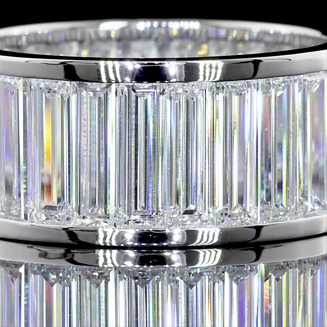 7.22 CTTW Baguette Lab Diamond Full Eternity Sz. 6.5 14k White Gold D Color and VS1 Clarity jewelry-spot-usa