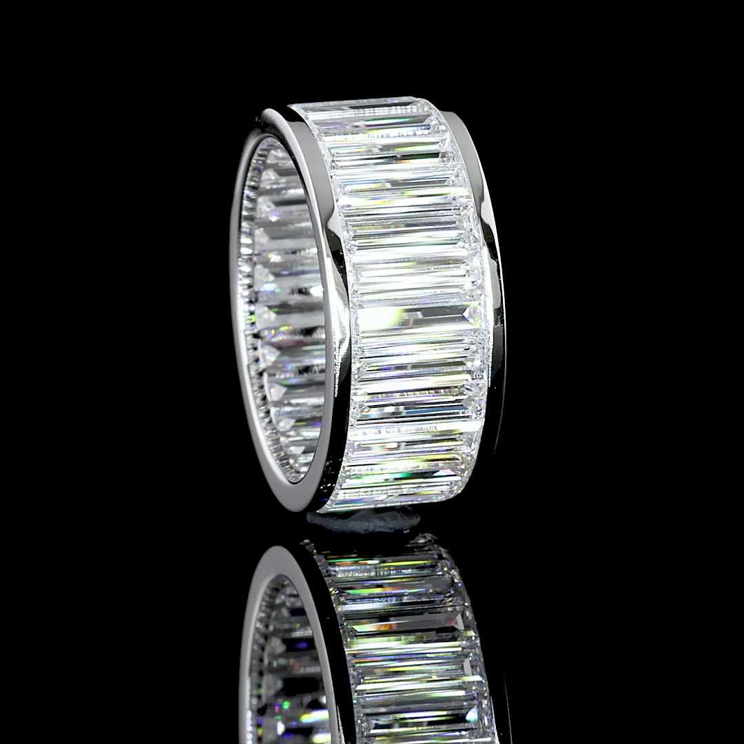 7.22 CTTW Baguette Lab Diamond Full Eternity Sz. 6.5 14k White Gold D Color and VS1 Clarity jewelry-spot-usa