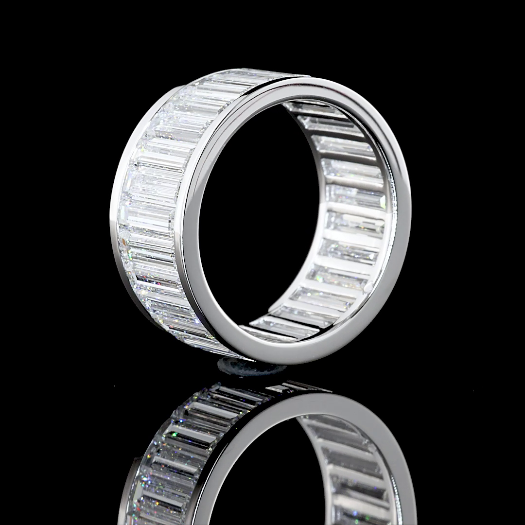 7.22 CTTW Baguette Lab Diamond Full Eternity Sz. 6.5 14k White Gold D Color and VS1 Clarity jewelry-spot-usa