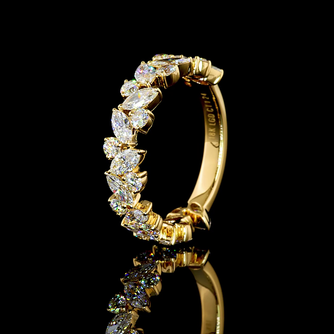 1.24 CTTW Marquise Lab Grown Diamond 3/4 Eternity Band Sz. 4.75 (F Color and VS2 Clarity)