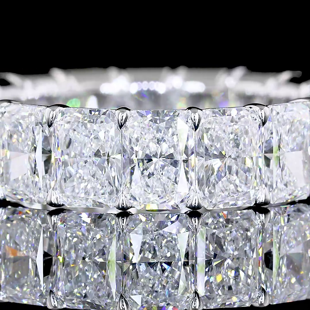 5.85 CTTW Radiant Lab Diamond Full Eternity Sz. 6 14k White Gold (E Color and VS Clarity)