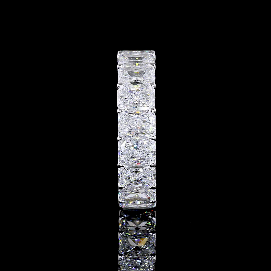 5.85 CTTW Radiant Lab Diamond Full Eternity Sz. 6 14k White Gold (E Color and VS Clarity)