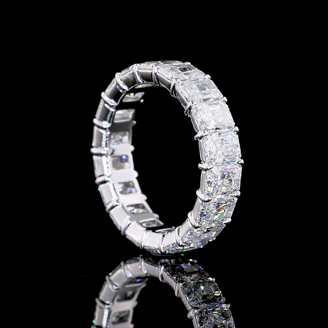 5.85 CTTW Radiant Lab Diamond Full Eternity Sz. 6 14k White Gold (E Color and VS Clarity)