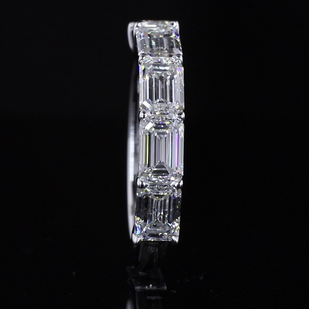 2.01 CTTW Emerald Lab Diamond 5 Stones Eternity Band (E Color and VVS2 Clarity)