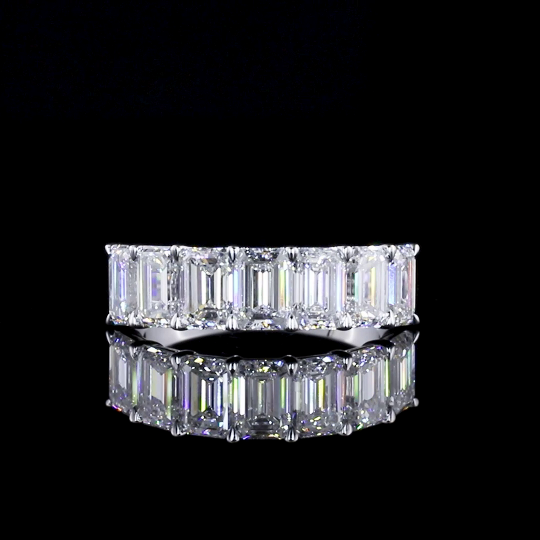 3.14 CTTW Emerald Lab Diamond Half Eternity Eternity Band (E/D Color and VS1 Clarity)