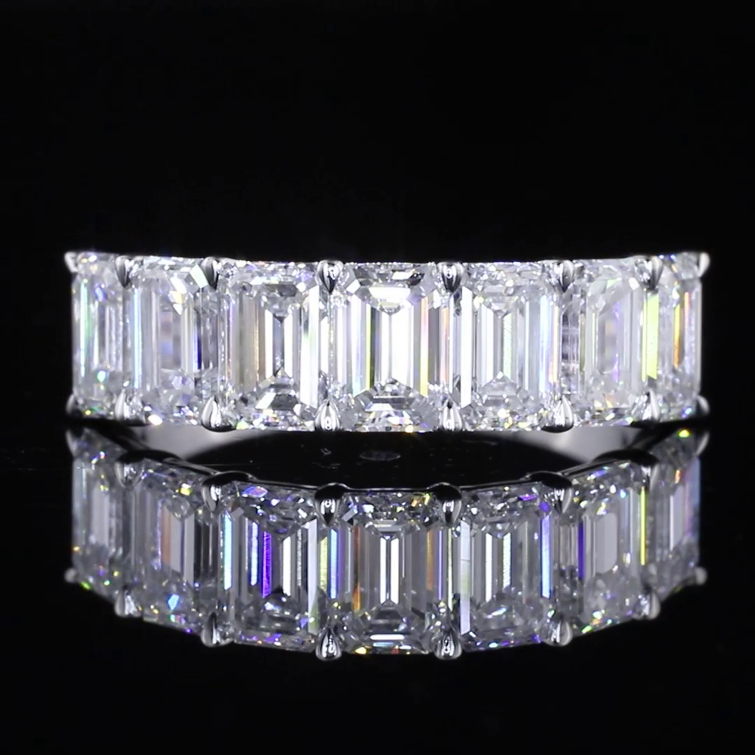 3.14 CTTW Emerald Lab Diamond Half Eternity Eternity Band (E/D Color and VS1 Clarity)