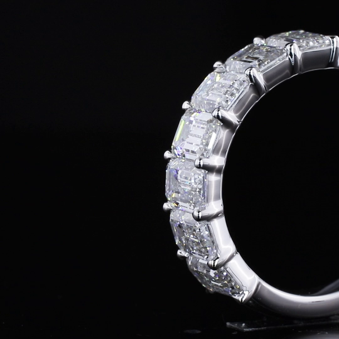 3.14 CTTW Emerald Lab Diamond Half Eternity Eternity Band (E/D Color and VS1 Clarity)