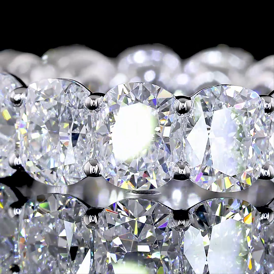 7.36 CTTW Cushion Brilliant Lab Diamond Full Eternity Sz. 6 (E Color and VS Clarity)