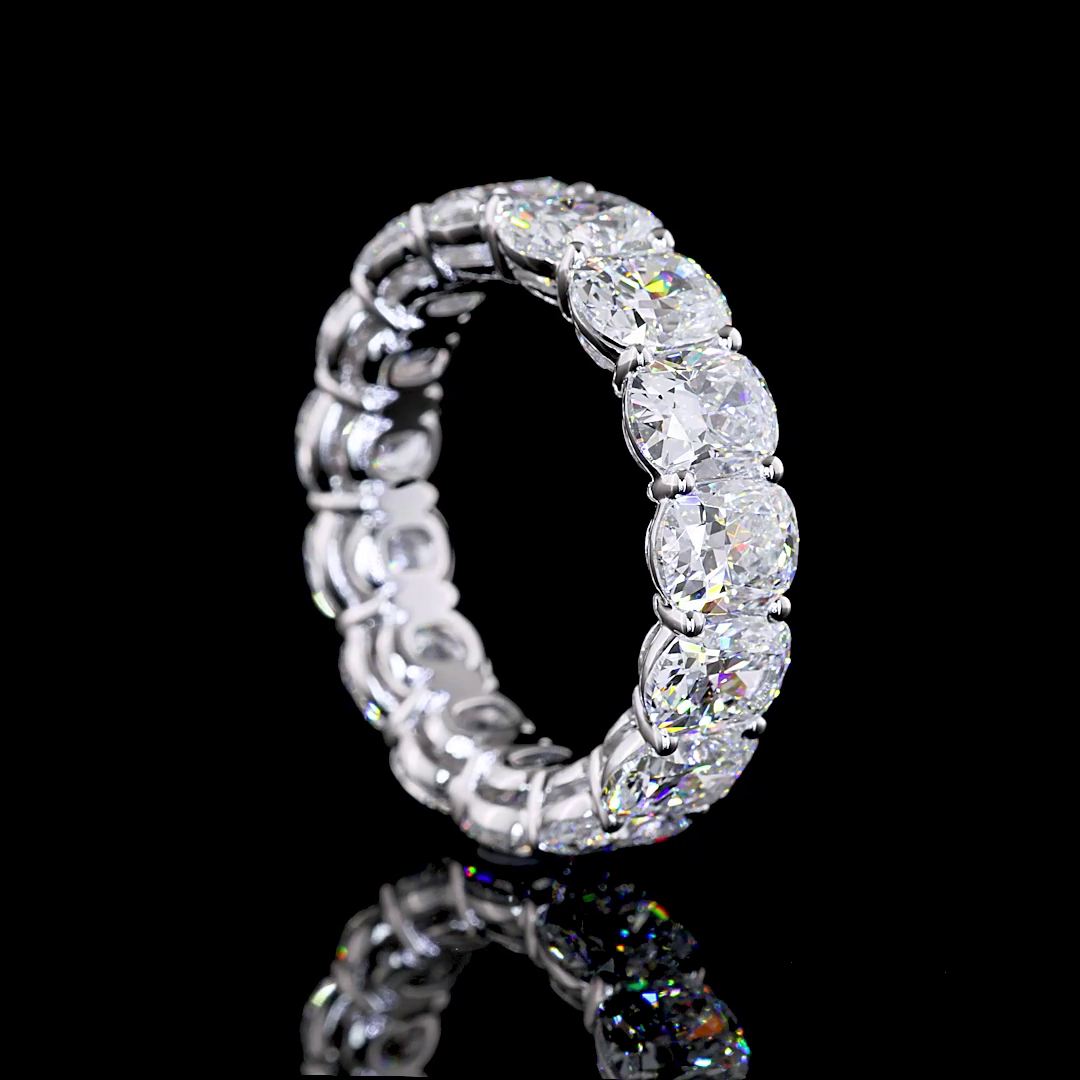 7.36 CTTW Cushion Brilliant Lab Diamond Full Eternity Sz. 6 (E Color and VS Clarity)
