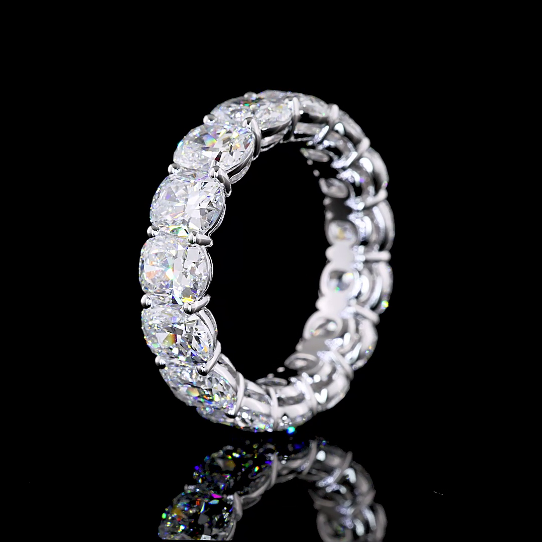 7.36 CTTW Cushion Brilliant Lab Diamond Full Eternity Sz. 6 (E Color and VS Clarity)